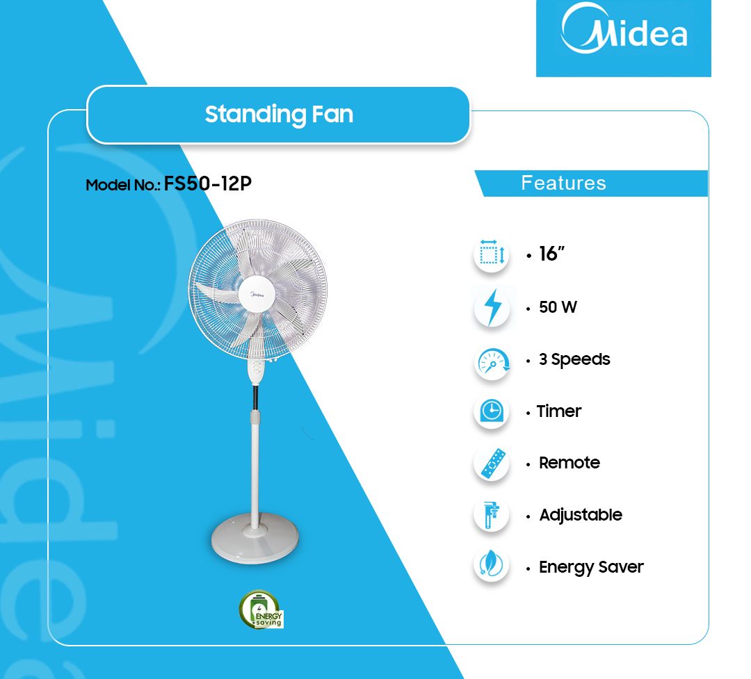 MIDEA 16″ STANDING FAN FS5012P Emms Gift