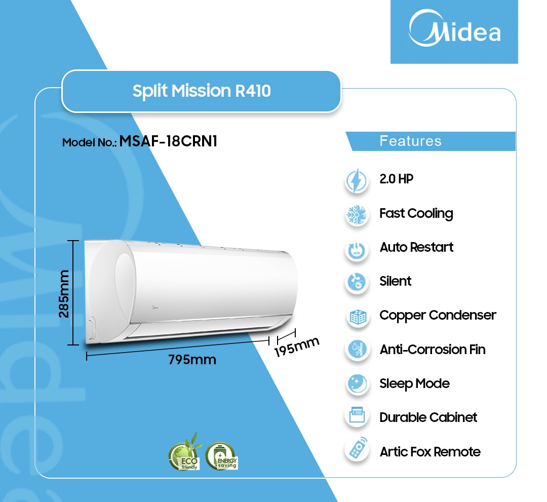 MIDEA 2.0HP R410 SPLIT AIR CONDITIONER Emms Gift