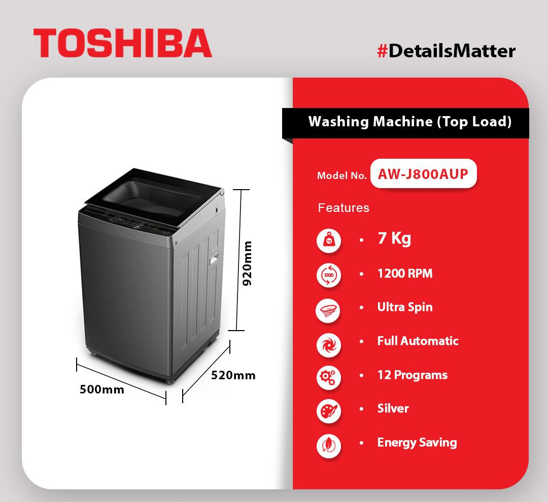 toshiba 7kg top load washing machine